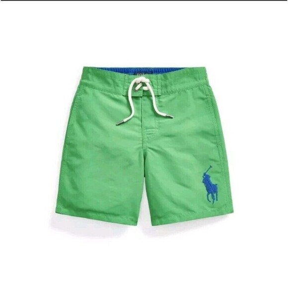 NWT Ralph Lauren Boys Sz 4 Green Swim Shorts Trunks Sanibel Big Pony Pockets N45